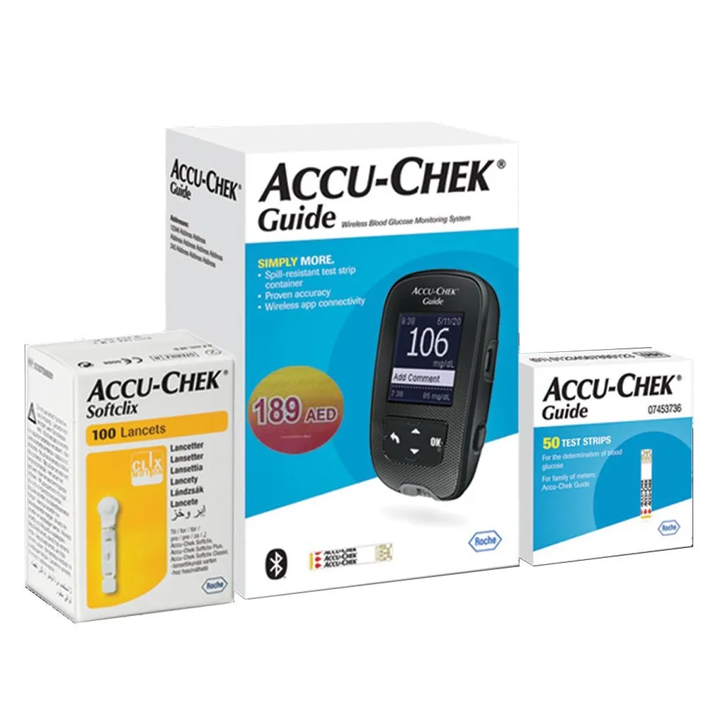 Accu-Chek Guide Wireless Blood Glucose Monitoring System   Accu-Chek Guide Strips, Pack of 50's   Accu-Chek Softclix Lancet, Pack of 100's