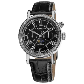 Akribos Xxiv Ultimate Multi-Function Swiss Quartz Leather Strap Men's Watch AK610BK