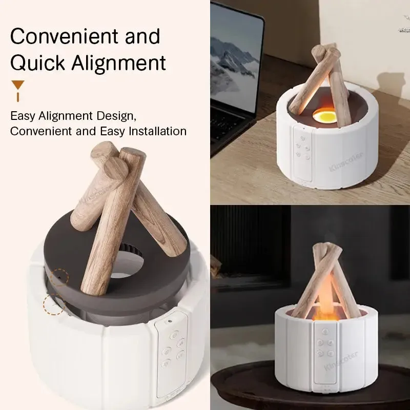 Aroma Diffuser Humidifier Simulated Flame Aroma Diffuser Bonfire Air Humidifier Ultrasonic Cool Mist Maker Fogger LED Essential Oil Lamp Difusor