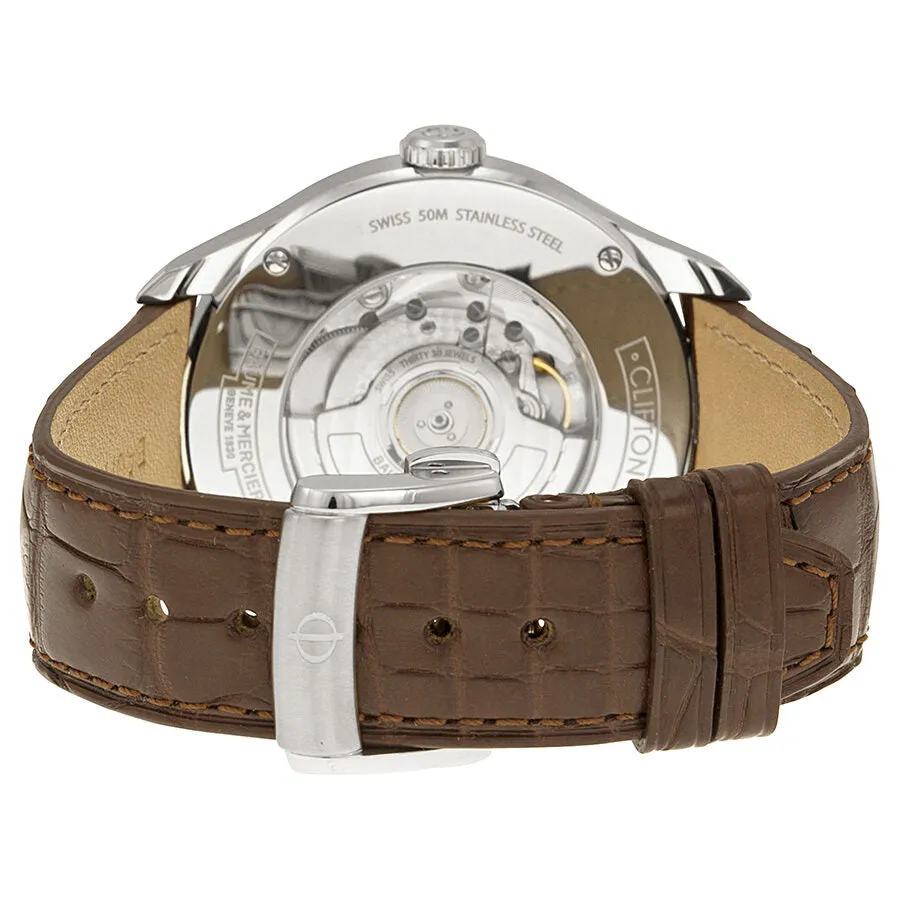 Baume and Mercier Clifton Silver Dial Brown Leather Men's Watch 10149 A10149