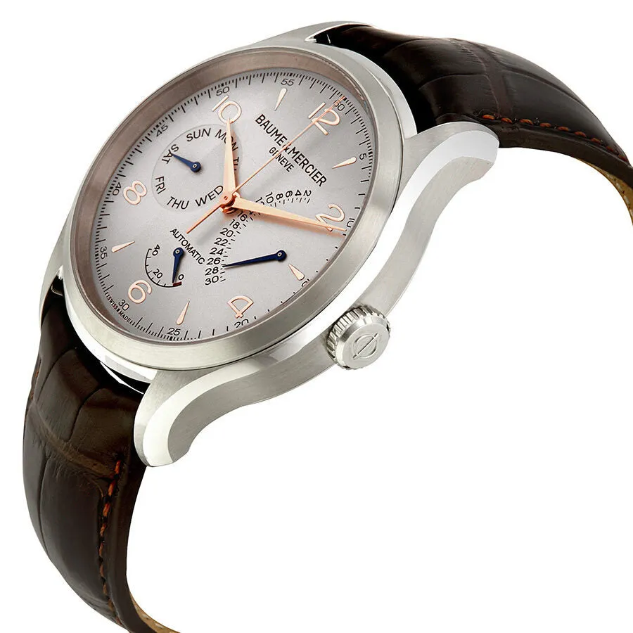 Baume and Mercier Clifton Silver Dial Brown Leather Men's Watch 10149 A10149