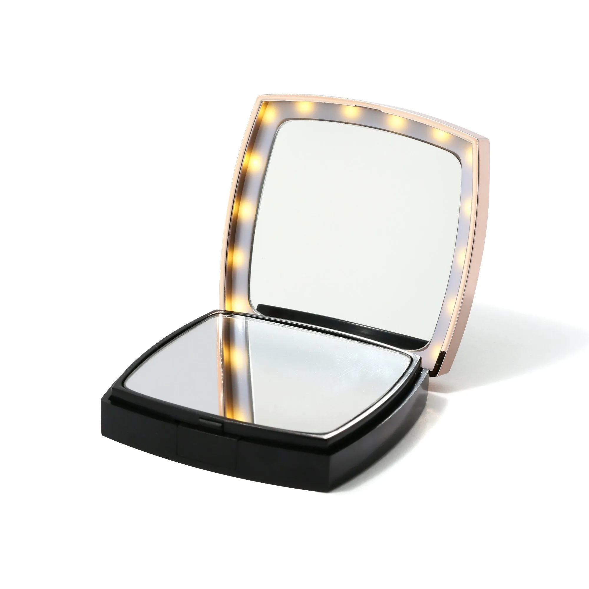 Blanche Led Compact Mirror Black