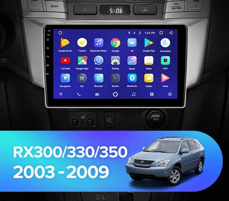 Car Dealz 10.2" Android 10.0 Lexus RX300/330/350/400H Toyota Harrier 2003-2009 In Dash Plus OEM Fascia