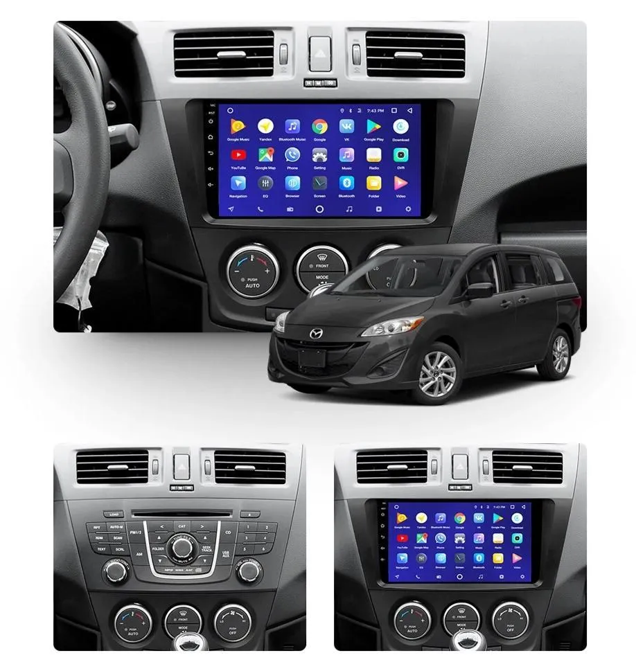 Car Dealz 10.2" Android 10.0 Mazda 5 3 CW 2010-2015 w CAM In Dash Plus OEM Fascia