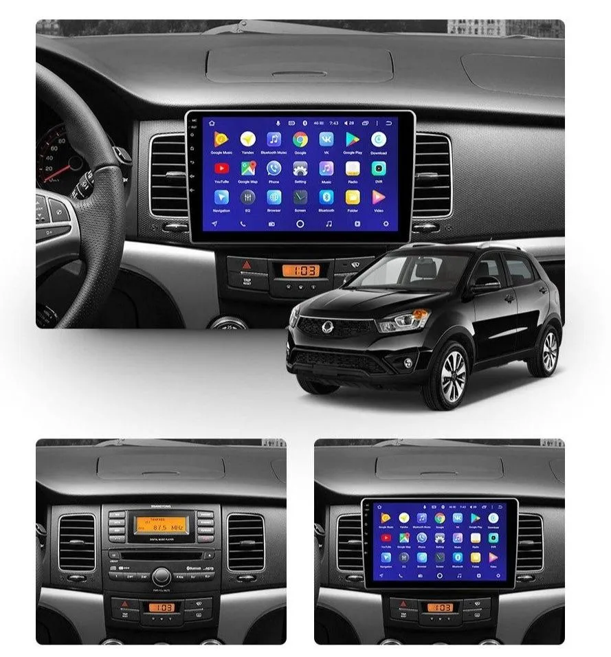 Car Dealz 10.2" Android 10.0 SsangYong Korando 3 2010 - 2013 In Dash Plus OEM Fascia