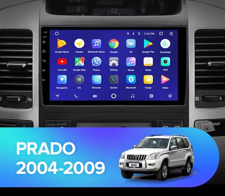 Car Dealz 10.2" Android 10.0 Toyota Land Cruiser Prado 3 J120 2004-2009 In Dash Plus OEM Fascia