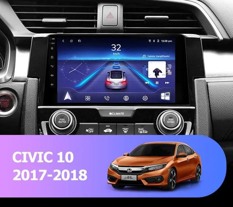 Car Dealz 9" Android 10.0 Honda Civic 10 2017-2018 w CAM In Dash Plus OEM Fascia