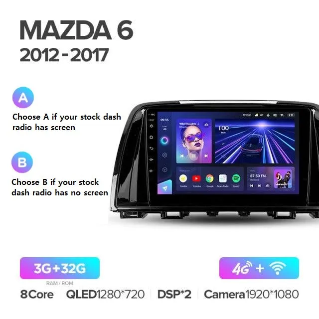 Car Dealz Elite 4G Data Model 10.2" Android 12.0 For Mazda 6 3 GL GJ 2012 - 2017 In Dash Plus OEM Fascia