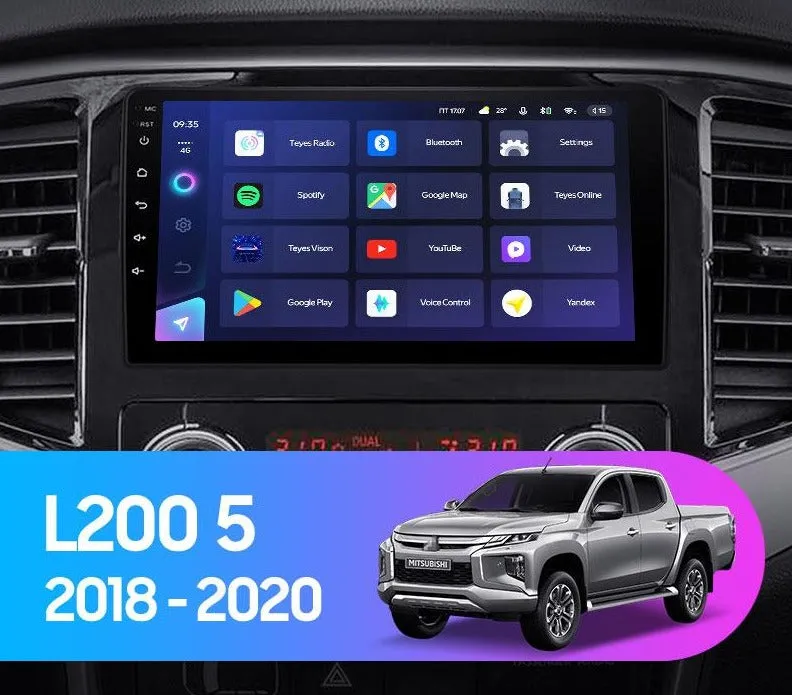 Car Dealz Elite 4G Data Model 10.2" Android 12.0 For Mitsubishi L200 Triton Challenger 5 2018 - 2020 In Dash Plus OEM Fascia