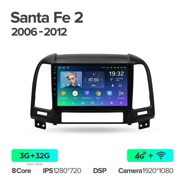 Car Dealz Premium Advanced 4G Data Model 10.2" Android 12.0 For Hyundai Santa Fe 2 2006 - 2012 In Dash Plus OEM Fascia