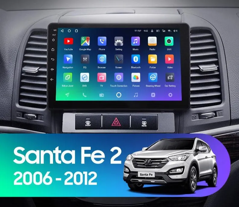 Car Dealz Premium Advanced 4G Data Model 10.2" Android 12.0 For Hyundai Santa Fe 2 2006 - 2012 In Dash Plus OEM Fascia