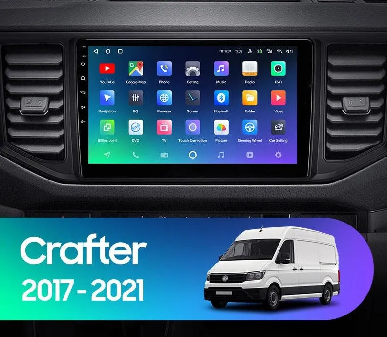 Car Dealz Premium Advanced 4G Data Model 10.2" Android 12.0 For Volkswagen Crafter 2017 - 2021 In Dash Plus OEM Fascia