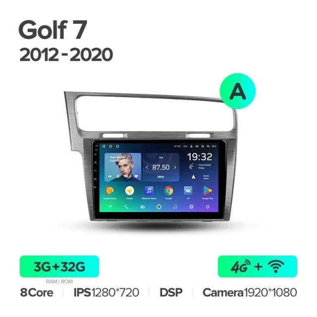 Car Dealz Premium Advanced 4G Data Model 10.2" Android 12.0 For Volkswagen Golf 7 2012 - 2020 In Dash Plus OEM Fascia