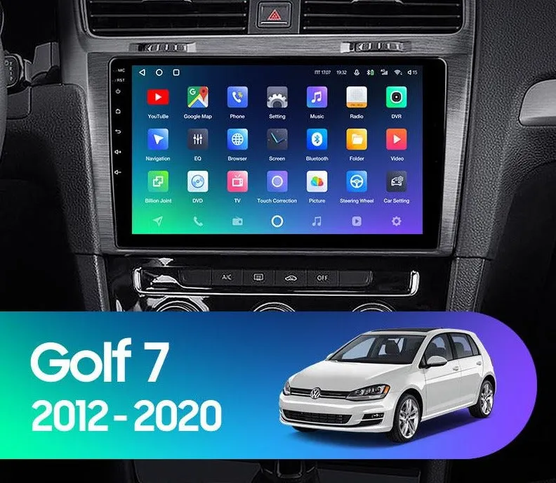 Car Dealz Premium Advanced 4G Data Model 10.2" Android 12.0 For Volkswagen Golf 7 2012 - 2020 In Dash Plus OEM Fascia