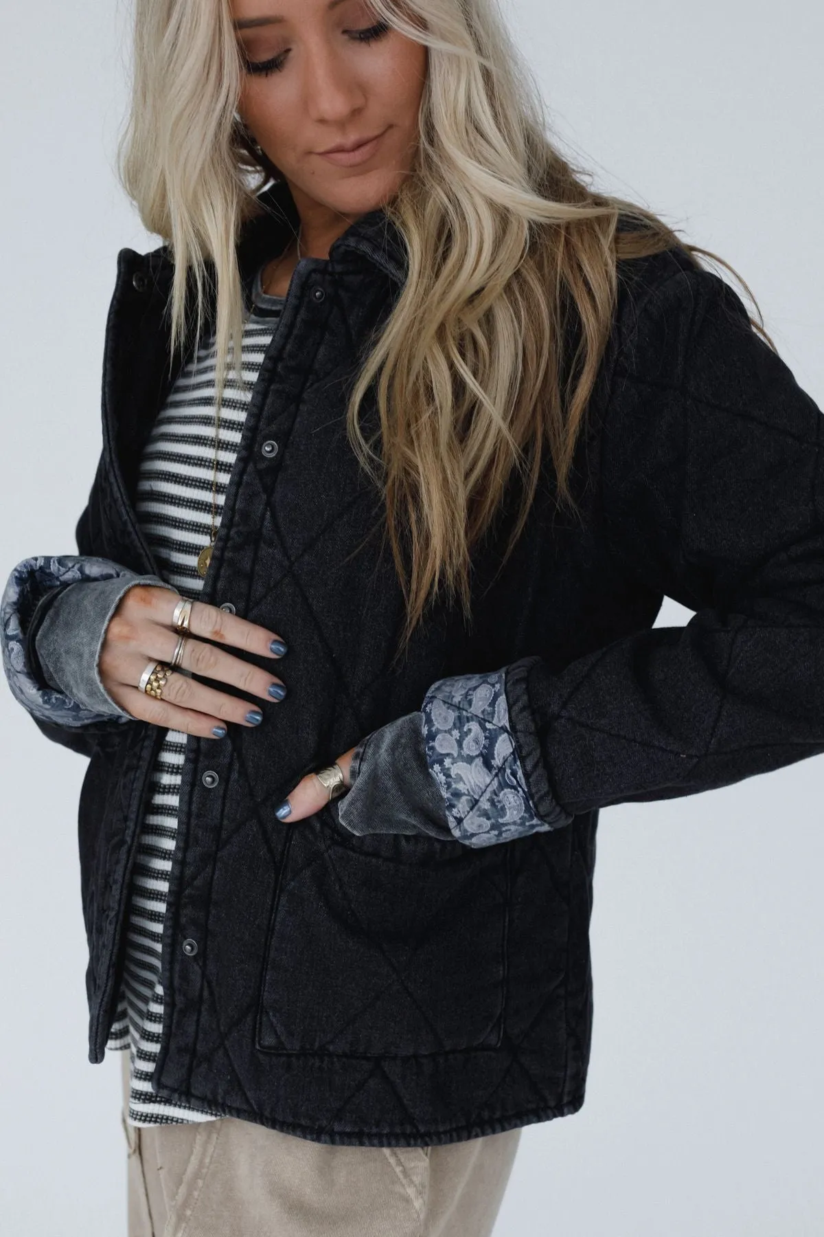 Echo Canyon Quilted Jacket - Black Denim