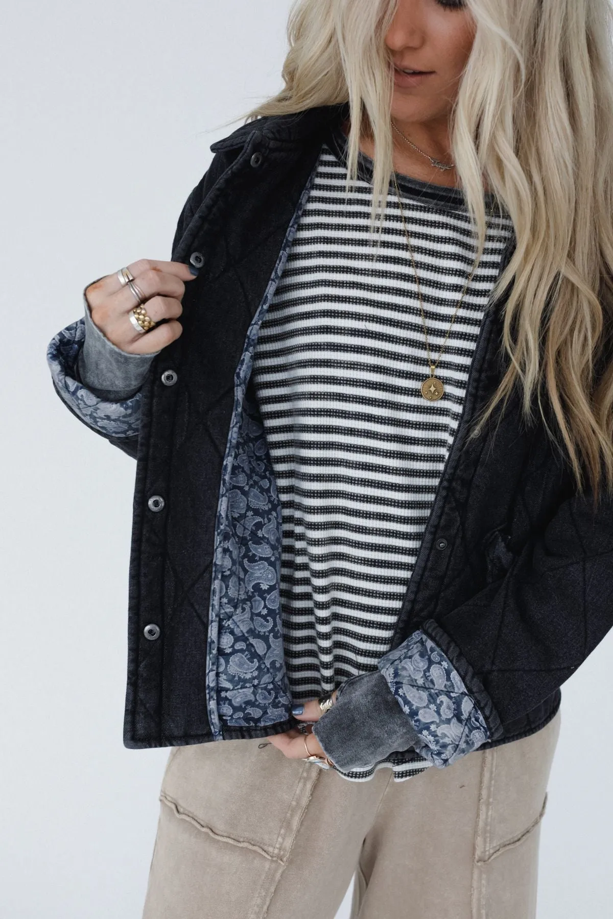 Echo Canyon Quilted Jacket - Black Denim