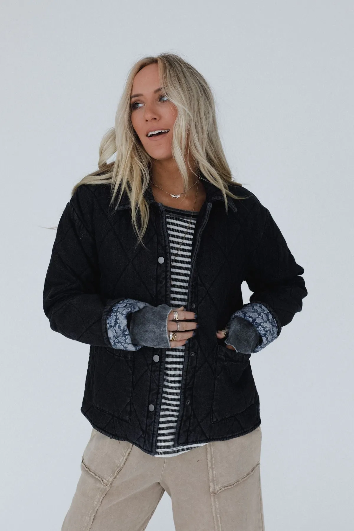 Echo Canyon Quilted Jacket - Black Denim