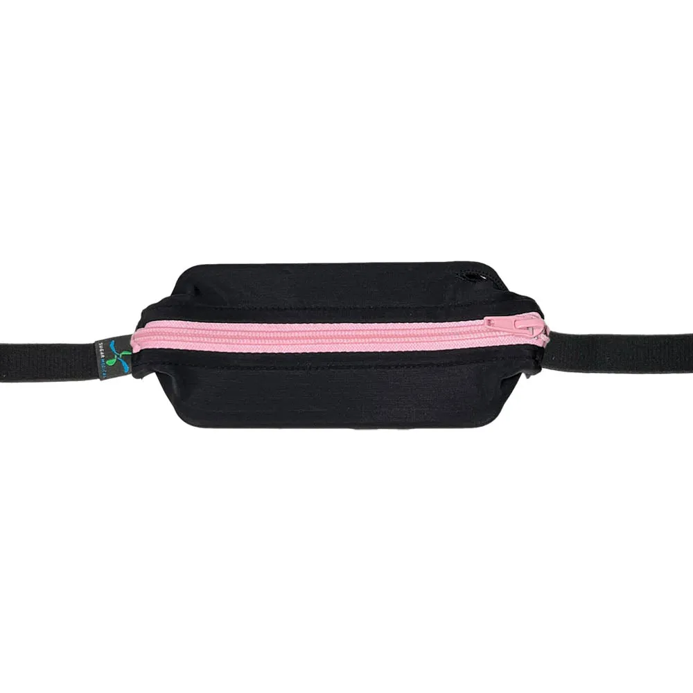 Exclusive Sugar Medical Adult SPIbelt® With A Pass-Through Hole- Black with Light Pink Zipper