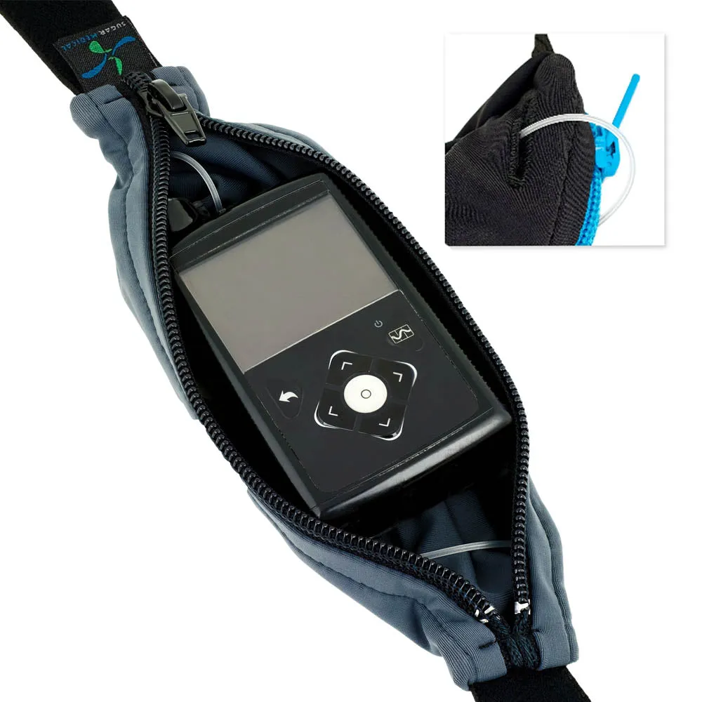 Exclusive Sugar Medical Adult SPIbelt® With A Pass-Through Hole- Black with Light Pink Zipper