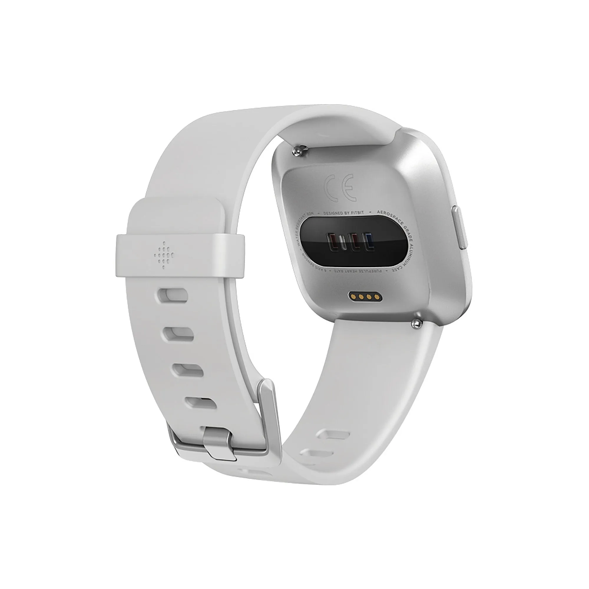 Fitbit FB415SRWT Versa Smart Watch, One Size (S & L Bands Included) White/Silver Aluminum Lite Edition