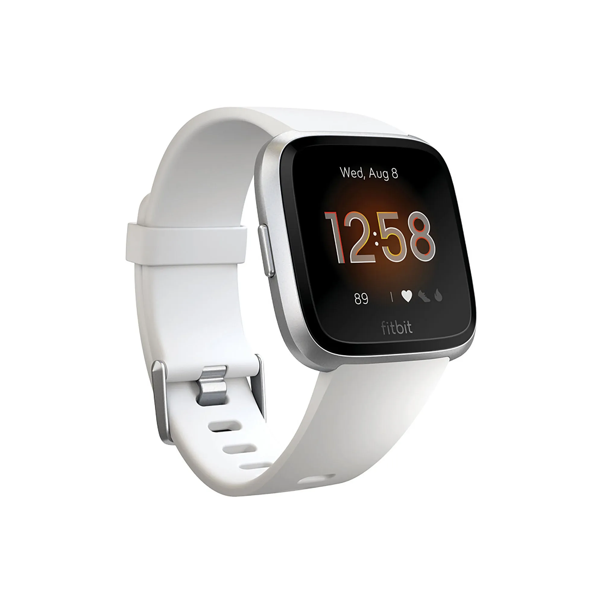 Fitbit FB415SRWT Versa Smart Watch, One Size (S & L Bands Included) White/Silver Aluminum Lite Edition