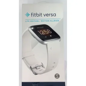 Fitbit FB415SRWT Versa Smart Watch, One Size (S & L Bands Included) White/Silver Aluminum Lite Edition