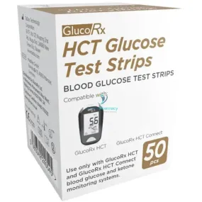 GlucoRx HCT Blood Glucose Test Strips - 50 Pack