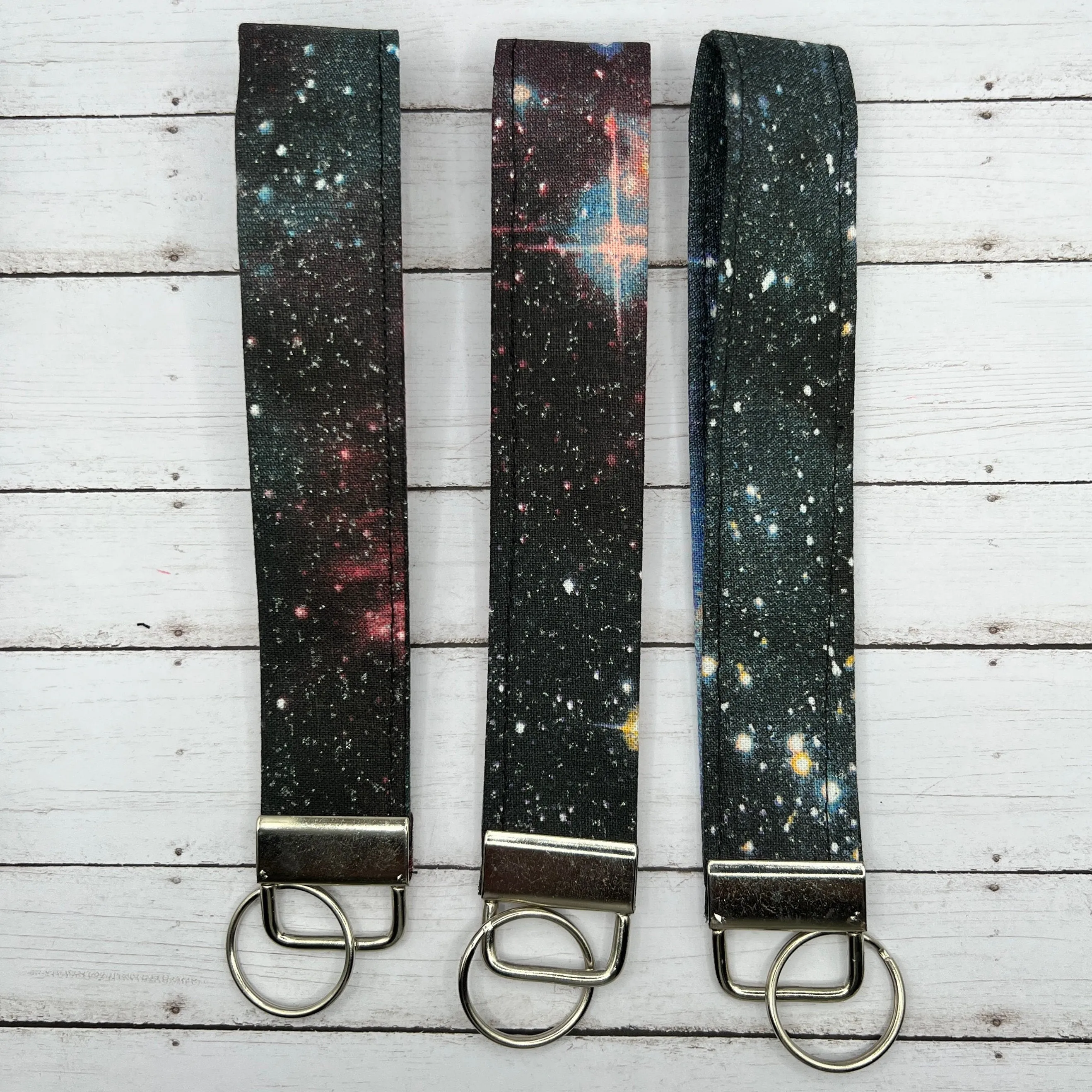 Handmade    Celestial Print  , Space, Stars 6" Fabric Key Fob Keyfob Keychain Wristlet Keys