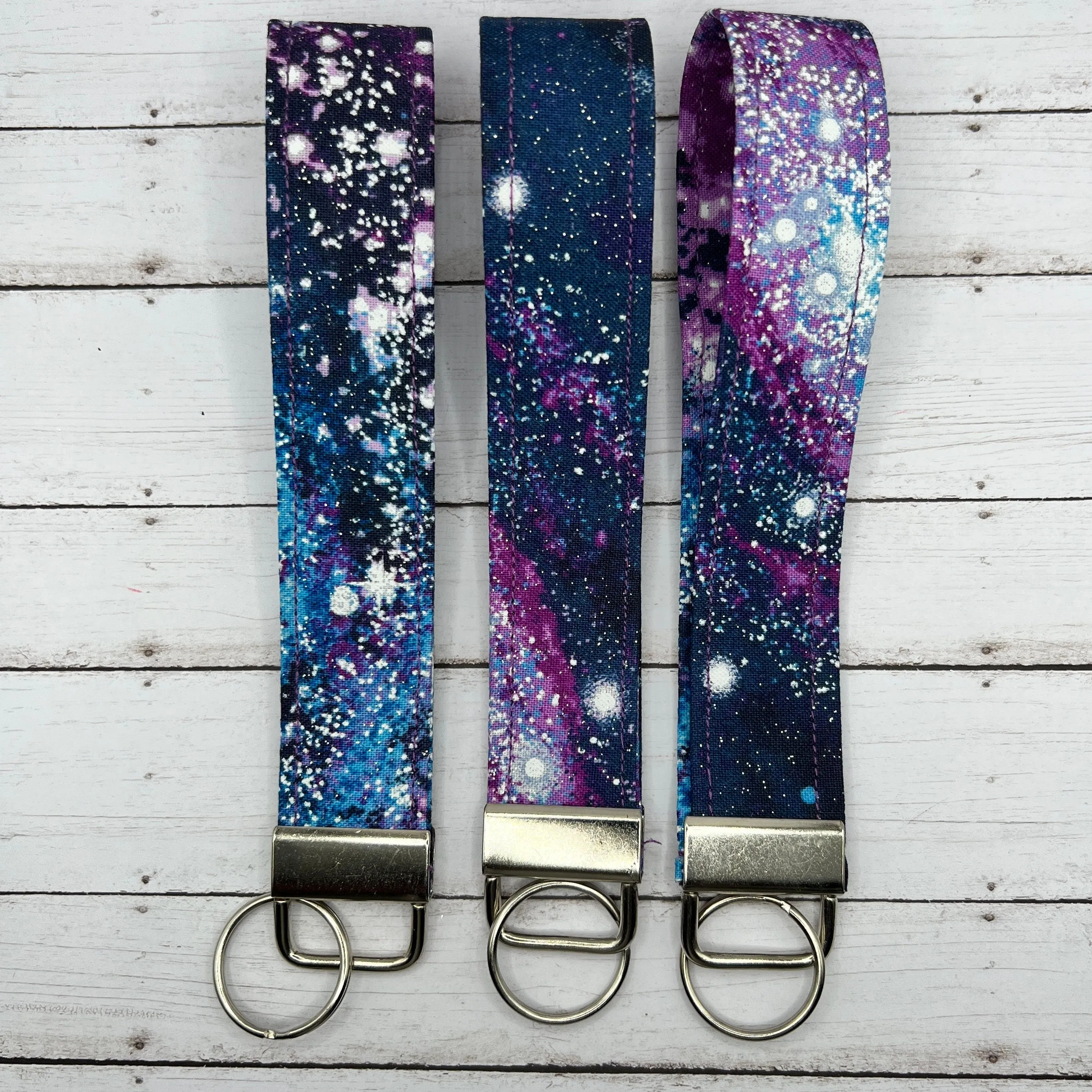 Handmade    Celestial Print  , Space, Stars 6" Fabric Key Fob Keyfob Keychain Wristlet Keys