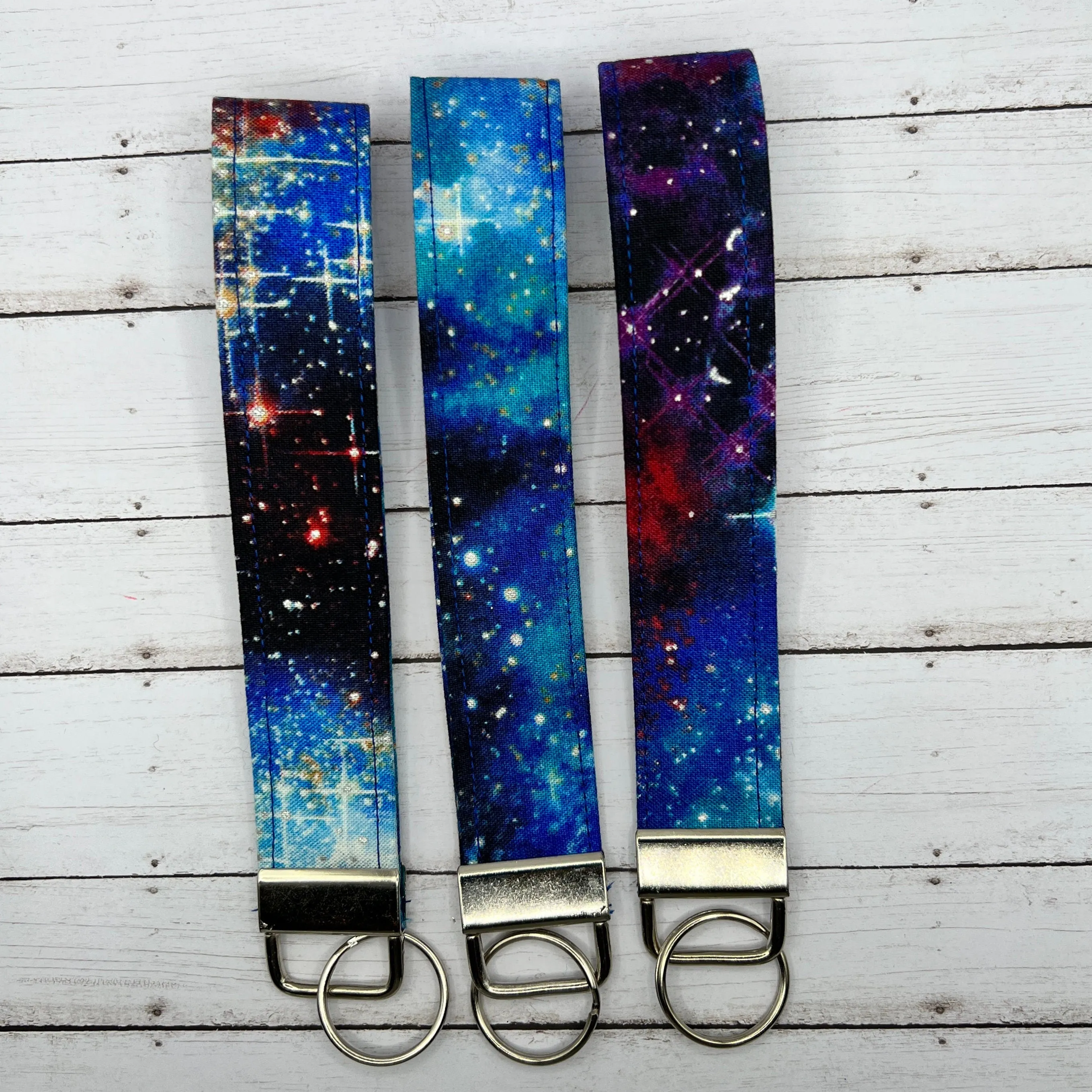 Handmade    Celestial Print  , Space, Stars 6" Fabric Key Fob Keyfob Keychain Wristlet Keys