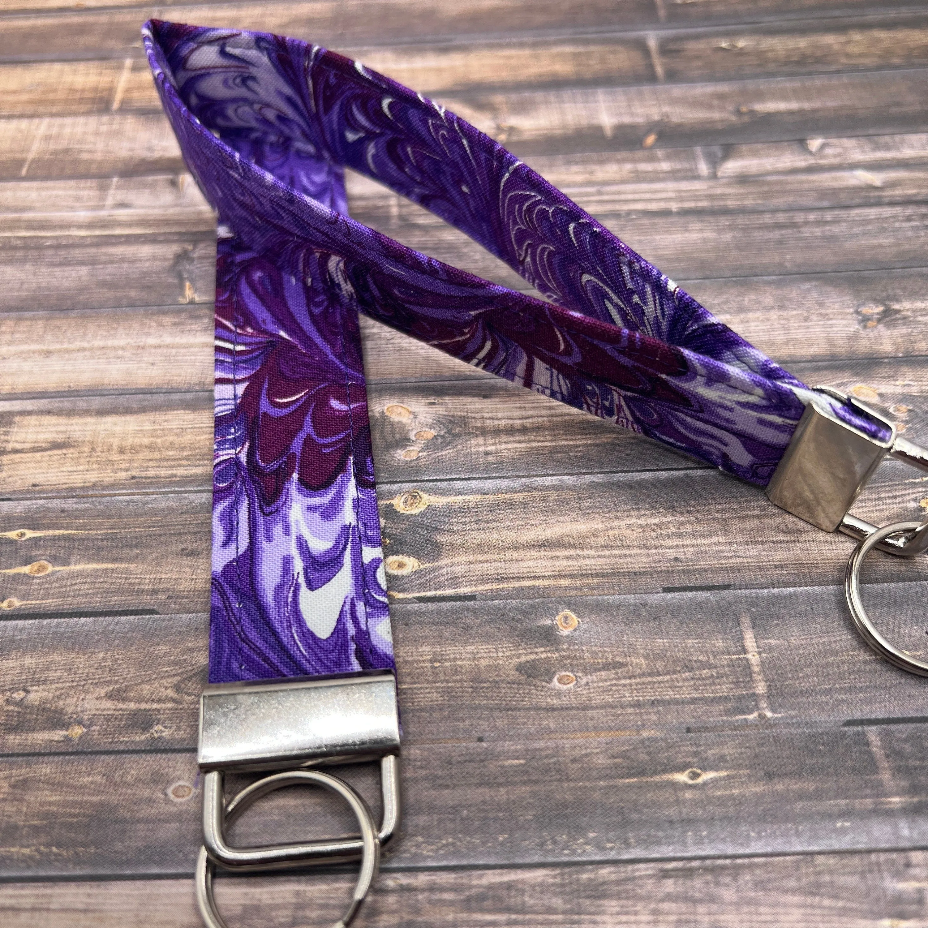 Handmade Choice of Purple Swirly Celestial Stars 6" Fabric Key Fob Keyfob Keychain Wristlet Keys