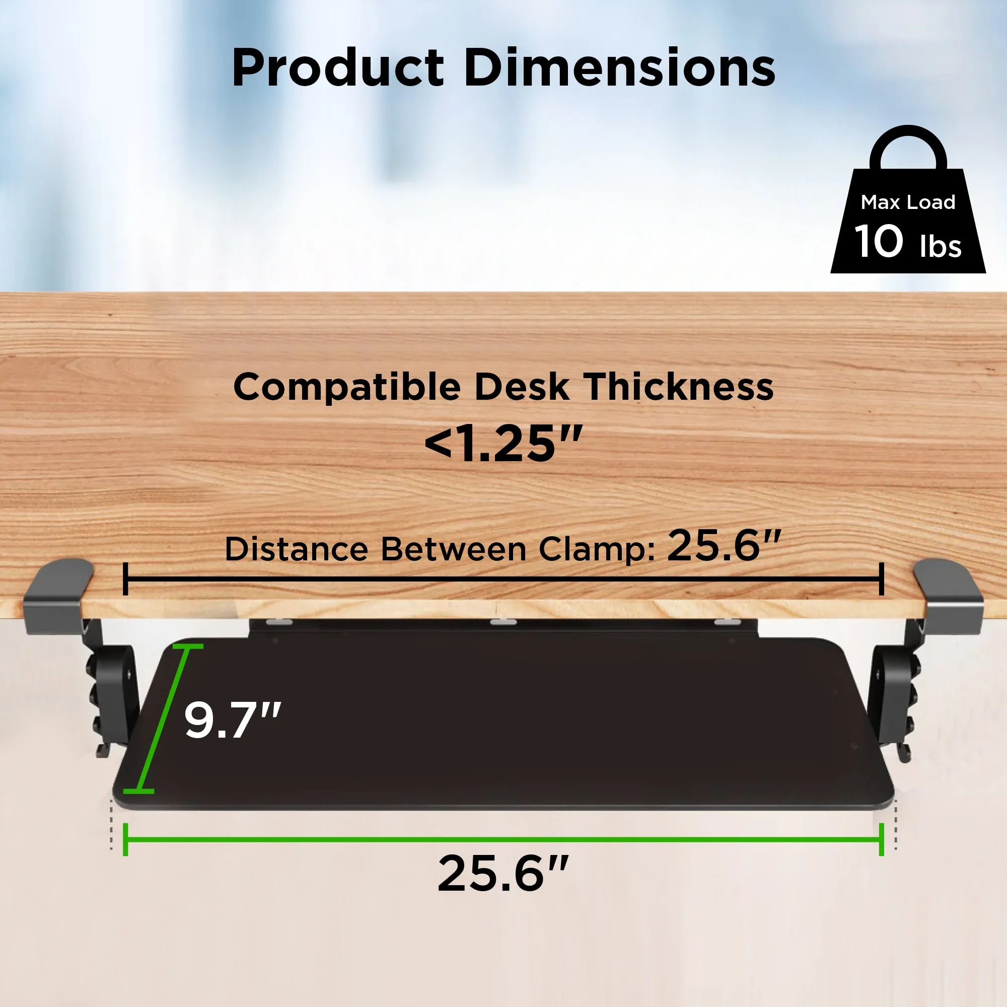 KT4 Clamp On Keyboard Tray Under Desk