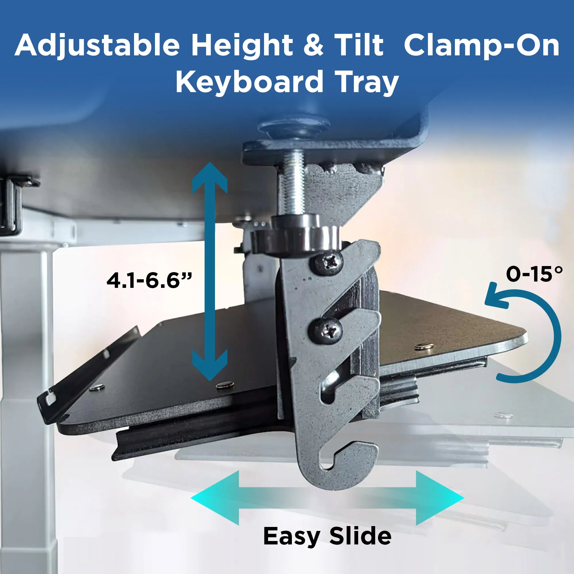 KT4 Clamp On Keyboard Tray Under Desk