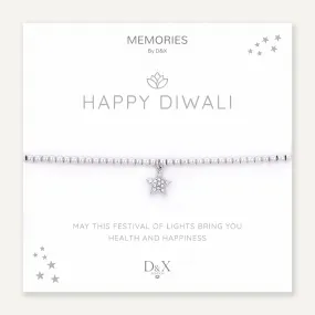 Memories: "HAPPY DIWALI" | Star Bracelet | White Gold-Plated