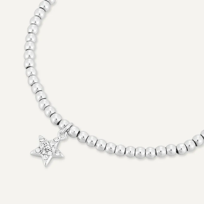 Memories: "HAPPY DIWALI" | Star Bracelet | White Gold-Plated