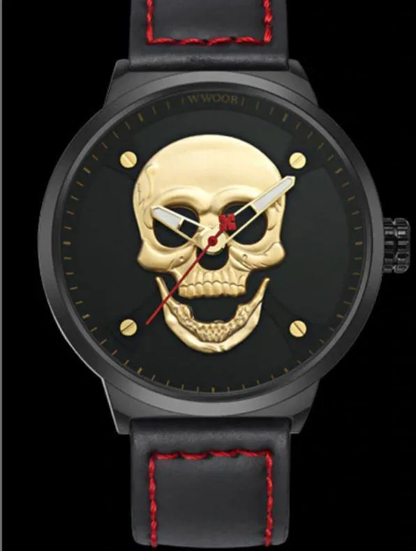 Men Casual Quartz 3D Ghost Skull Print Wrist Watches