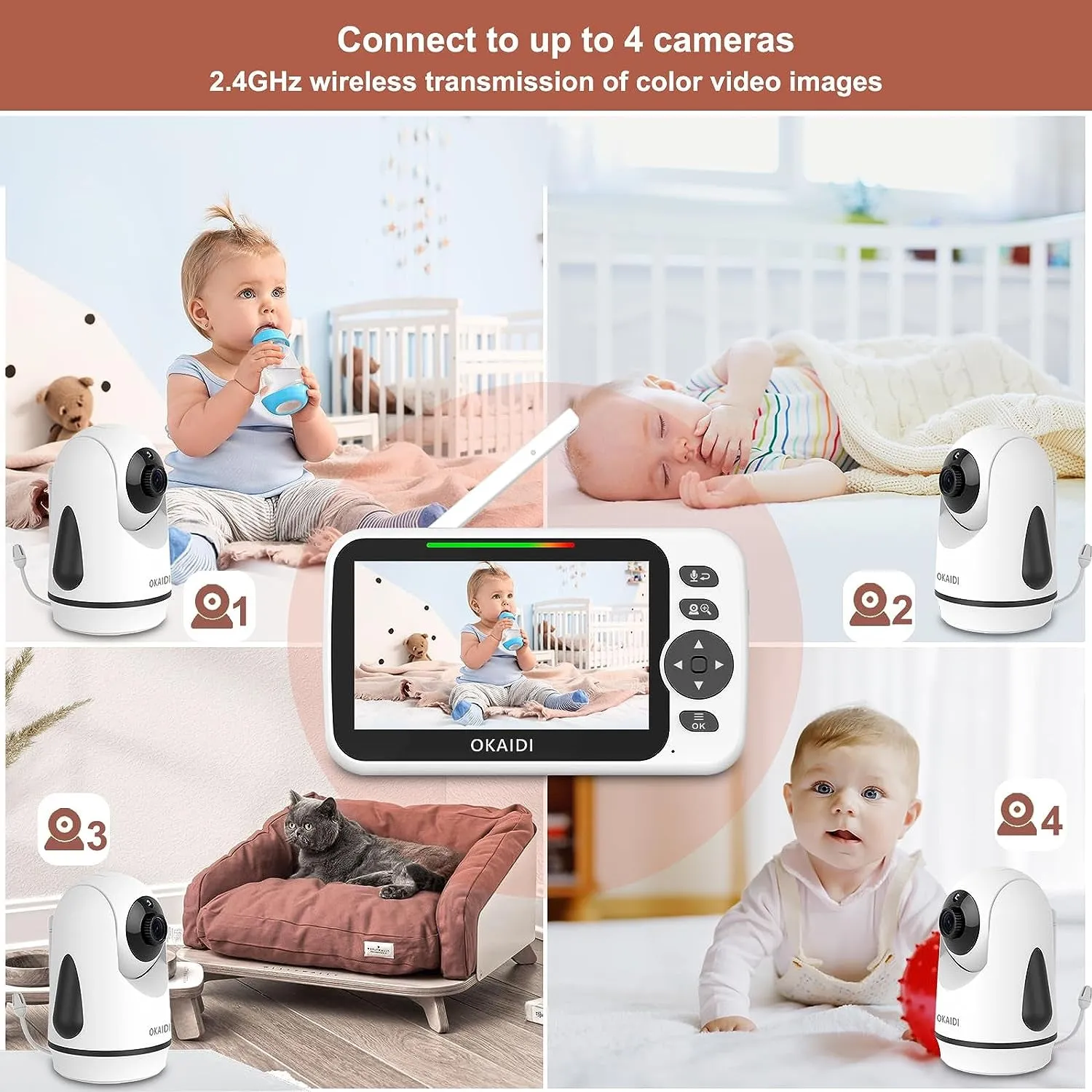 OKAIDI Baby Monitor Mount for OD8050/OD8051/OD8052, Baby Camera Flexible Mount, Travel Baby Monitor Accessory, Portable Baby Camera Stand, Adjustable Baby Monitors Holder for Crib(Camera Not Included)