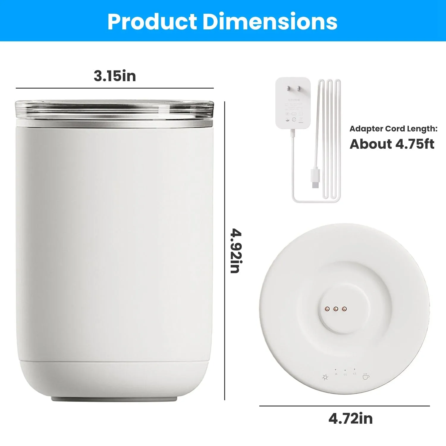 Self Stirring Coffee Mug with Lid Temperature Control 3 Heat Settings