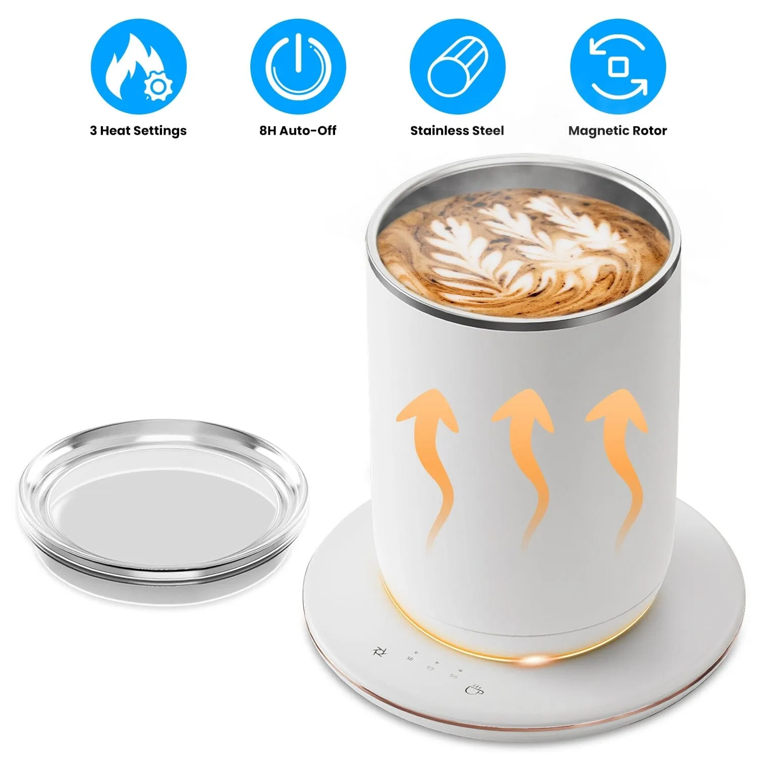 Self Stirring Coffee Mug with Lid Temperature Control 3 Heat Settings